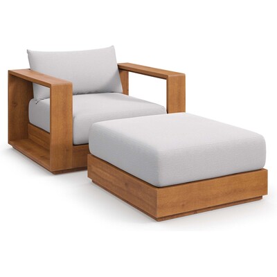 Modway Furniture Tahoe 2-Piece Outdoor Patio Acacia Wood Armchair and Ottoman Set by Modway, 889654177555, EEI-6800