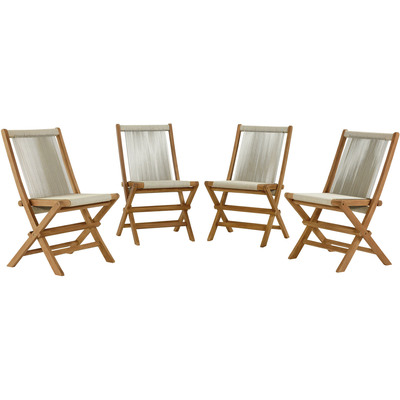 Modway Furniture Vienna Outdoor Patio Teak and Rope Folding Chairs Set of 4 by Modway, 889654290964, EEI-6807