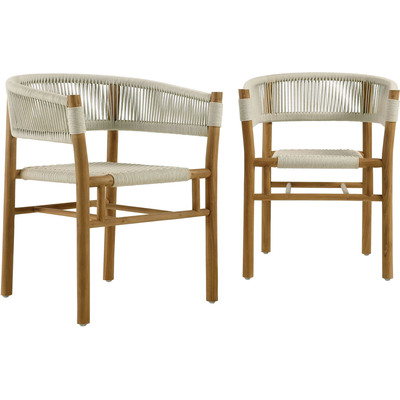 Modway Furniture Vienna Outdoor Patio Teak and Rope Curved-Back Dining Armchairs Set of 2 by Modway, 889654287483, EEI-6811