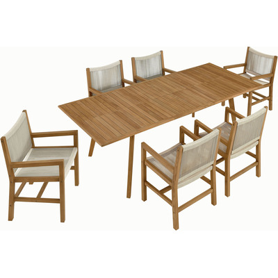 Modway Furniture Vienna 7-Piece Outdoor Patio Teak and Rope Dining Set with Armchairs by Modway, 889654177869, EEI-6929