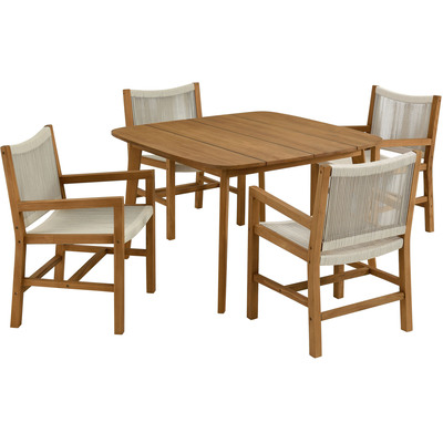 Modway Furniture Vienna 5-Piece Outdoor Patio Teak and Rope Dining Set with Armchairs by Modway, 889654177968, EEI-6935