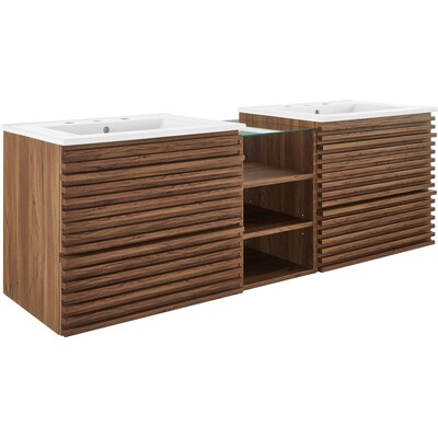 Modway Furniture Render 62 inch Wall-Mount Double Sink Bathroom Vanity by Modway, 889654297475, EEI-6941