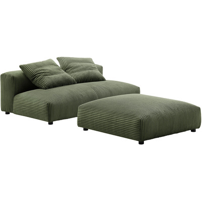 Modway Furniture Solace Modular Corduroy Upholstered Armless Loveseat and Ottoman Set by Modway, 889654177166, EEI-7030