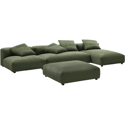 Modway Furniture Solace 4-Piece Modular Corduroy Upholstered Sectional Sofa With Ottoman by Modway, 889654177210, EEI-7032