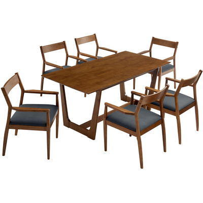 Modway Furniture Solara 7-Piece Wood Dining Set with Vegan Leather Armchairs by Modway, 889654179054, EEI-7075