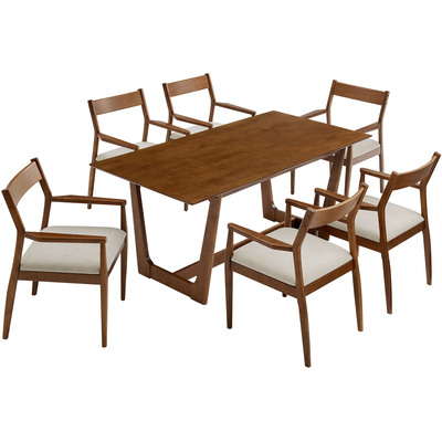Modway Furniture Solara 7-Piece Wood Dining Set with Fabric Upholstered Armchairs by Modway, 889654179061, EEI-7076
