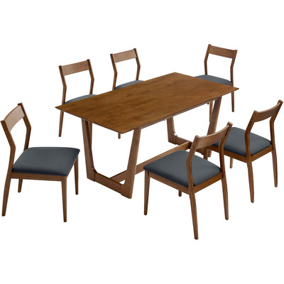 Modway Furniture Solara 7-Piece Wood Dining Set with Vegan Leather Side Chairs by Modway, 889654179085, EEI-7078