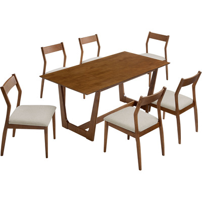 Modway Furniture Solara 7-Piece Wood Dining Set with Fabric Upholstered Side Chairs by Modway, 889654179092, EEI-7079