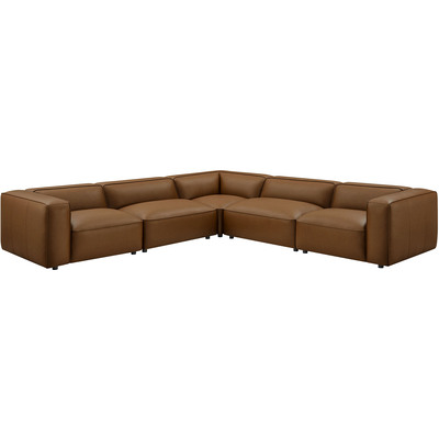 Modway Furniture Auren 5-Piece Upholstered Vegan Leather Modular L-Shaped Sofa by Modway, 889654176442, EEI-7129