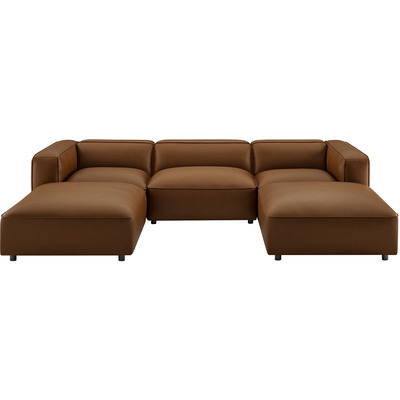 Modway Furniture Auren 5-Piece Upholstered Vegan Leather Modular U-Shaped Sofa by Modway, 889654176480, EEI-7131