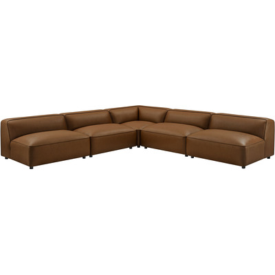 Modway Furniture Auren 5-Piece Upholstered Armless L-Shaped Vegan Leather Modular Sofa by Modway, 889654176527, EEI-7133