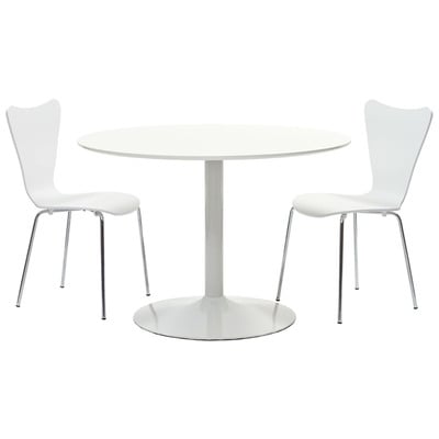 Modway Furniture EEI-887 Revolve 3 Piece Dining Set In White