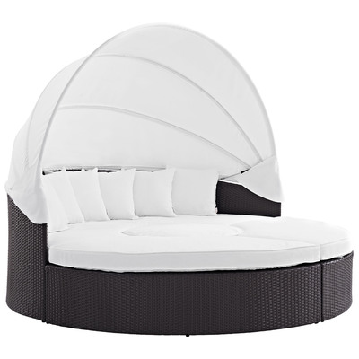 Modway Furniture Quest Canopy Outdoor Patio Daybed In Espresso White EEI-983-EXP-WHI-SET