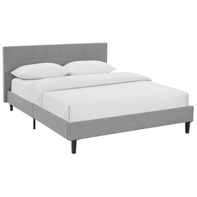 Modway Furniture MOD-5426-LGR Linnea Queen Fabric Bed In Light Gray