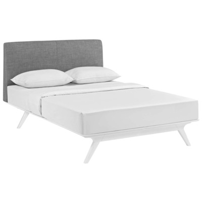 Modway Furniture Beds, Brown,sableGray,GreyWhite,snow, Upholstered, Platform, Full, Beds, 889654101154, MOD-5765-WHI-GRY
