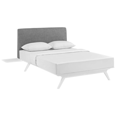 Modway Furniture Beds, Brown,sableGray,GreyWhite,snow, Upholstered, Platform, Full, Bedroom Sets, 889654109440, MOD-5785-WHI-GRY