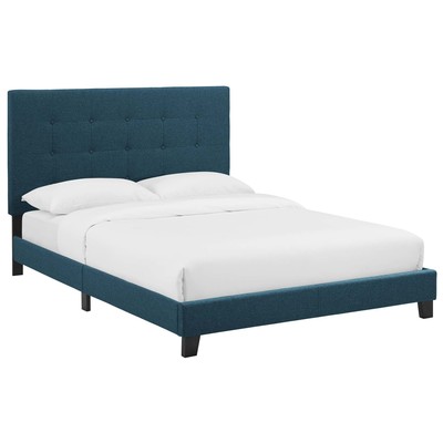 Modway Furniture Melanie Queen Tufted Button Upholstered Fabric Platform Bed In Azure MOD-5879-AZU
