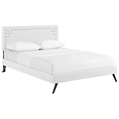 Modway Furniture MOD-5930-WHI Ruthie Queen Platform Bed With Round Splayed Legs