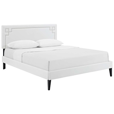 Modway Furniture Beds, White,snow, Upholstered,Wood and Upholstered,Wood, Platform, Queen, Beds, 889654121503, MOD-5938-WHI