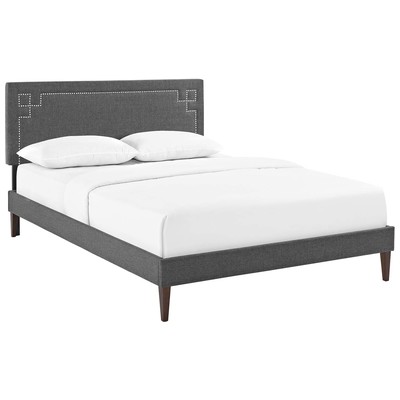 Modway Furniture MOD-5939-GRY Ruthie Queen Platform Bed With Squared Tapered Legs