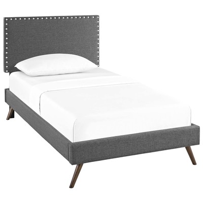 Modway Furniture MOD-5959-GRY Macie Twin Platform Bed With Round Splayed Legs