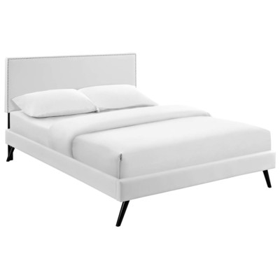 Modway Furniture MOD-5960-WHI Macie Full Platform Bed With Round Splayed Legs