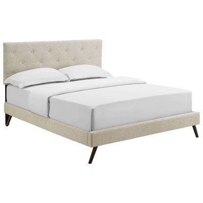 Modway Furniture Beds, Beige,Cream,beige,ivory,sand,nude, Upholstered,Wood and Upholstered,Wood, Platform, Queen, Beds, 889654122425, MOD-5979-BEI