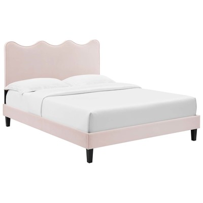 Modway Furniture Beds, Black,ebonyPink,Fuchsia,blush, Upholstered,Wood, Platform, Full, Beds, 889654230779, MOD-6732-PNK