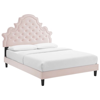 Modway Furniture Gwyneth Tufted Performance Velvet King Platform Bed MOD-6762-PNK