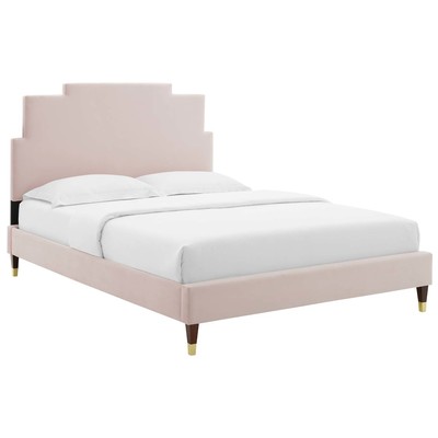 Modway Furniture Beds, Gold,Pink,Fuchsia,blush, Metal,Upholstered,Wood, Platform, Full,Queen, Beds, 889654935599, MOD-6902-PNK