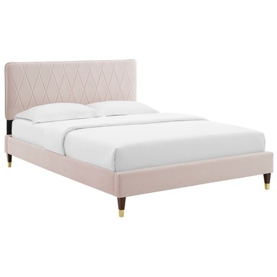 Modway Furniture Beds, Gold,Pink,Fuchsia,blush, Metal,Upholstered,Wood, Platform, King, Beds, 889654934875, MOD-6929-PNK