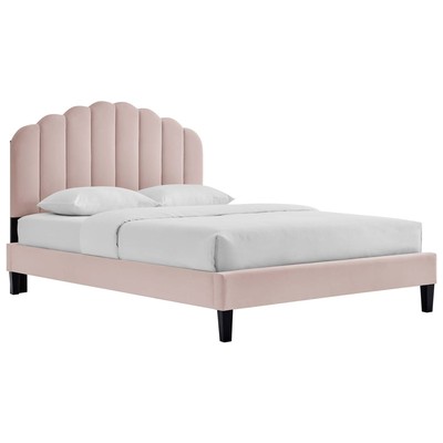 Modway Furniture Beds, Black,ebonyPink,Fuchsia,blush, Upholstered,Wood, Platform, Twin, Beds, 889654236627, MOD-7043-PNK