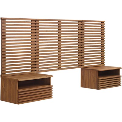 Modway Furniture Render Wall Mount Twin Headboard and Modern Nightstands by Modway, 889654280385, MOD-7115