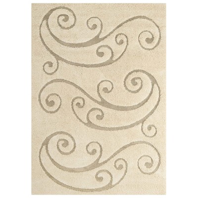 Modway Furniture Jubilant Sprout Scrolling Vine 8x10 Shag Area Rug In Creame And Beige R-1148A-810