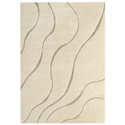 Modway Furniture Jubilant Abound Abstract Swirl 5x8 Shag Area Rug In Creame And Beige R-1150A-58