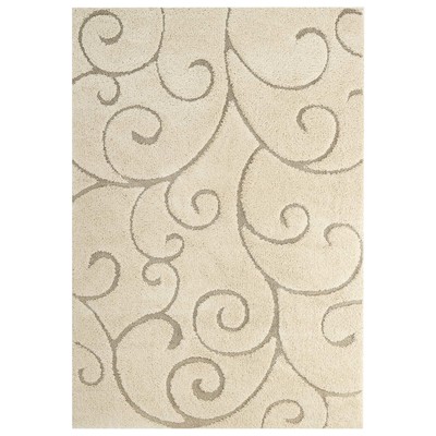 Modway Furniture Jubilant Burgeon Scrolling Vine 5x8 Shag Area Rug In Creame And Beige R-1151A-58