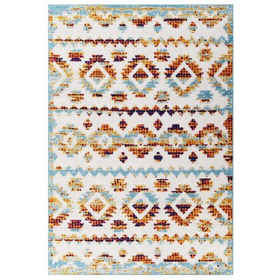 Modway Furniture Reflect Takara Abstract Diamond Moroccan Trellis 8x10 Indoor And Outdoor Area Rug In Multicolored R-1180B-810
