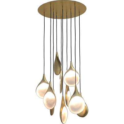 Oggetti NOVE CERAMICA, STILLABUNT 10 PORT CHANDELIER, GOLD WHITE, 43-ST7510/GLD