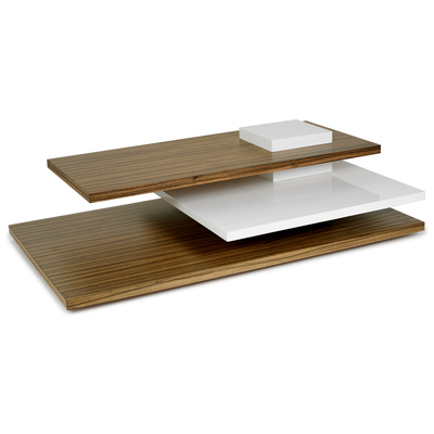 Oggetti Coffee Tables, White,Wood,Plywood,Hardwoods,MDF,MINDI VENEERS WITH POPLAT SOLLIDS OVER MDFCORES, Medium Brown & White, Kiln Dried Marine Plywood, INDOOR ONLY, 83-PLNR CT/DAO,Standard (14 - 22 in.)