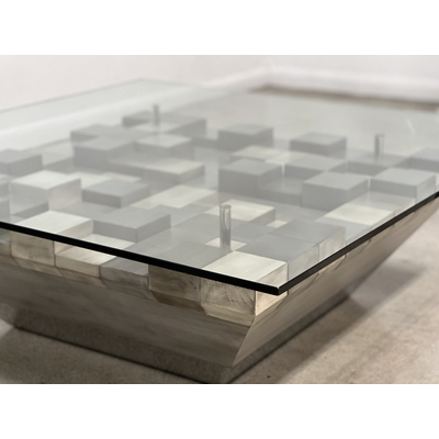 Oggetti Cubes Cocktail Table, Grey, W/Glass top, 91-CBE CT/G/GLS