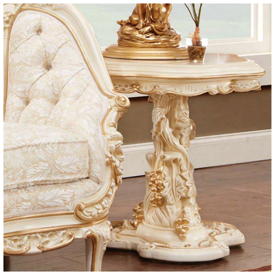 PolRey Side Table (Marble Top) 114BM French and Victorian Inspired Modern Furniture