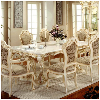 PolRey Dining Table 6 People (Marble Top) 701AM French and Victorian Inspired Modern Furniture