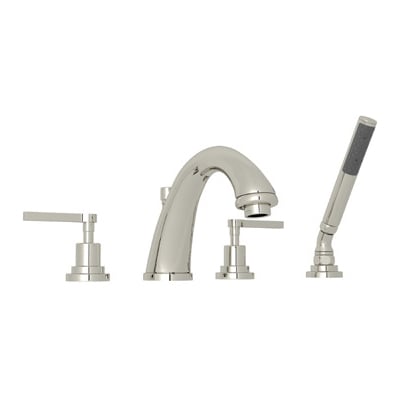 Rohl Avanti 4-hole Deck Mount C-spout Tub Filler With Handshower In Polished Nickel A1264XMPN