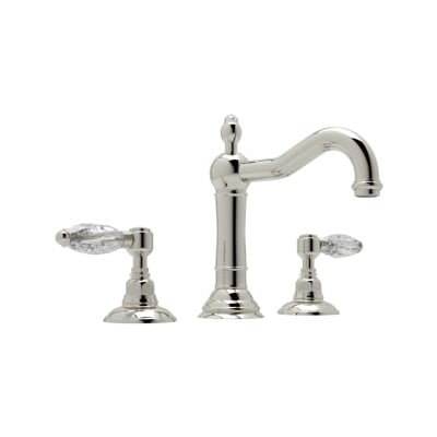 Rohl Italian Bath Acqui Widespread Lavatory Faucet In Polished Nickel With Crystal Levers Pop-up And Column Spout  A1409LCPN-2