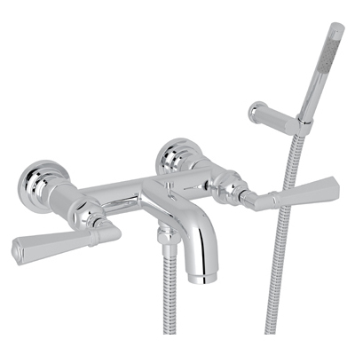 Rohl San Giovanni Wall Mount Tub Filler With Handshower In Polished Chrome A2302LMAPC