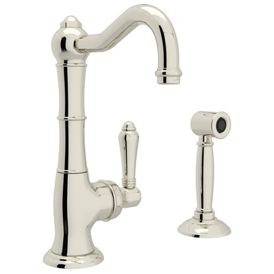 Rohl Country Kitchen Cinquanta Single Hole Column Spout Kitchen Faucet With Sidespray In Polished Nickel A3650LMWSPN-2