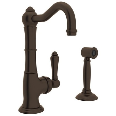 Rohl Country Kitchen Cinquanta Single Hole Column Spout Kitchen Faucet With Sidespray In Tuscan Brass A3650LMWSTCB-2