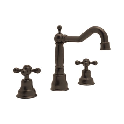 Rohl Cisal Arcana Widespread Traditional Italian Spout Lavatory Faucet In Tuscan Brass With Cross Handles Pop-up And 7 1/8