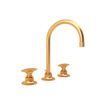Rohl Graceline C-spout Widespread Lavatory Faucet, Dial Handles In Satin Gold MB2019DMSG-2