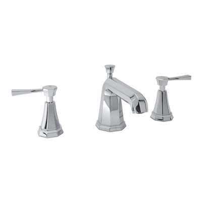 Rohl Perrin & Rowe® Deco High Neck Widespread Lavatory Faucet In Polished Chrome U.3141LS-APC-2
